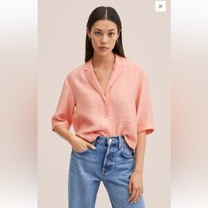 Mango Flowing Lyocell Shirt cropped boxy oversized peach coral size 6